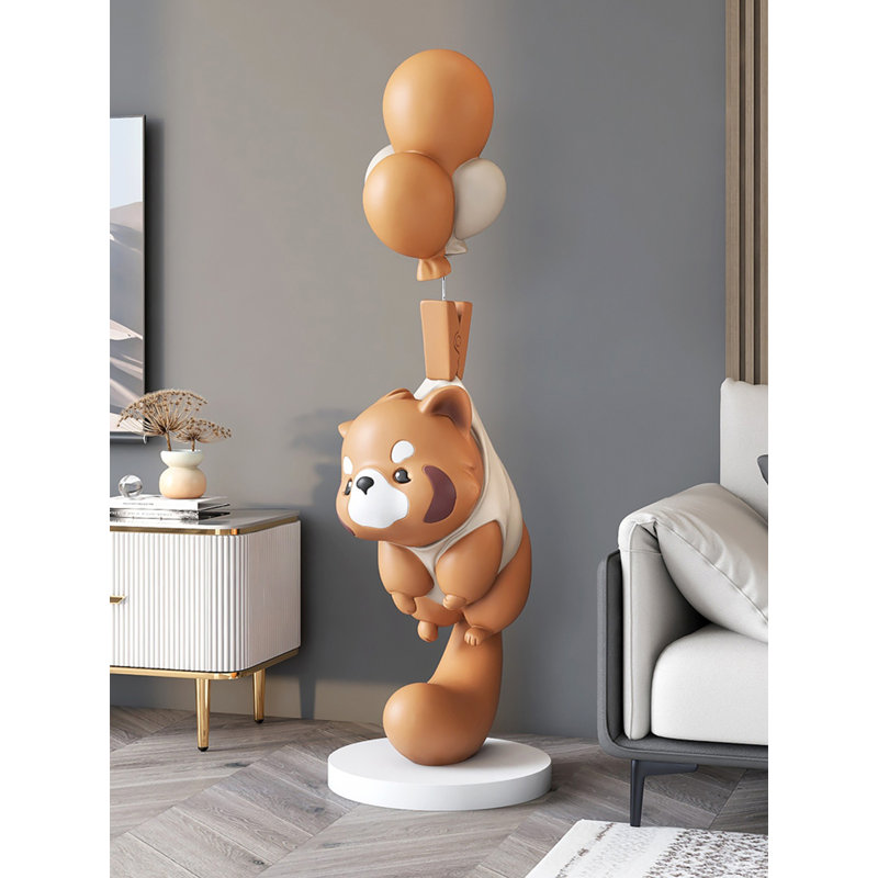 Sculpture luxueuse en fibre de verre Panda, Brun