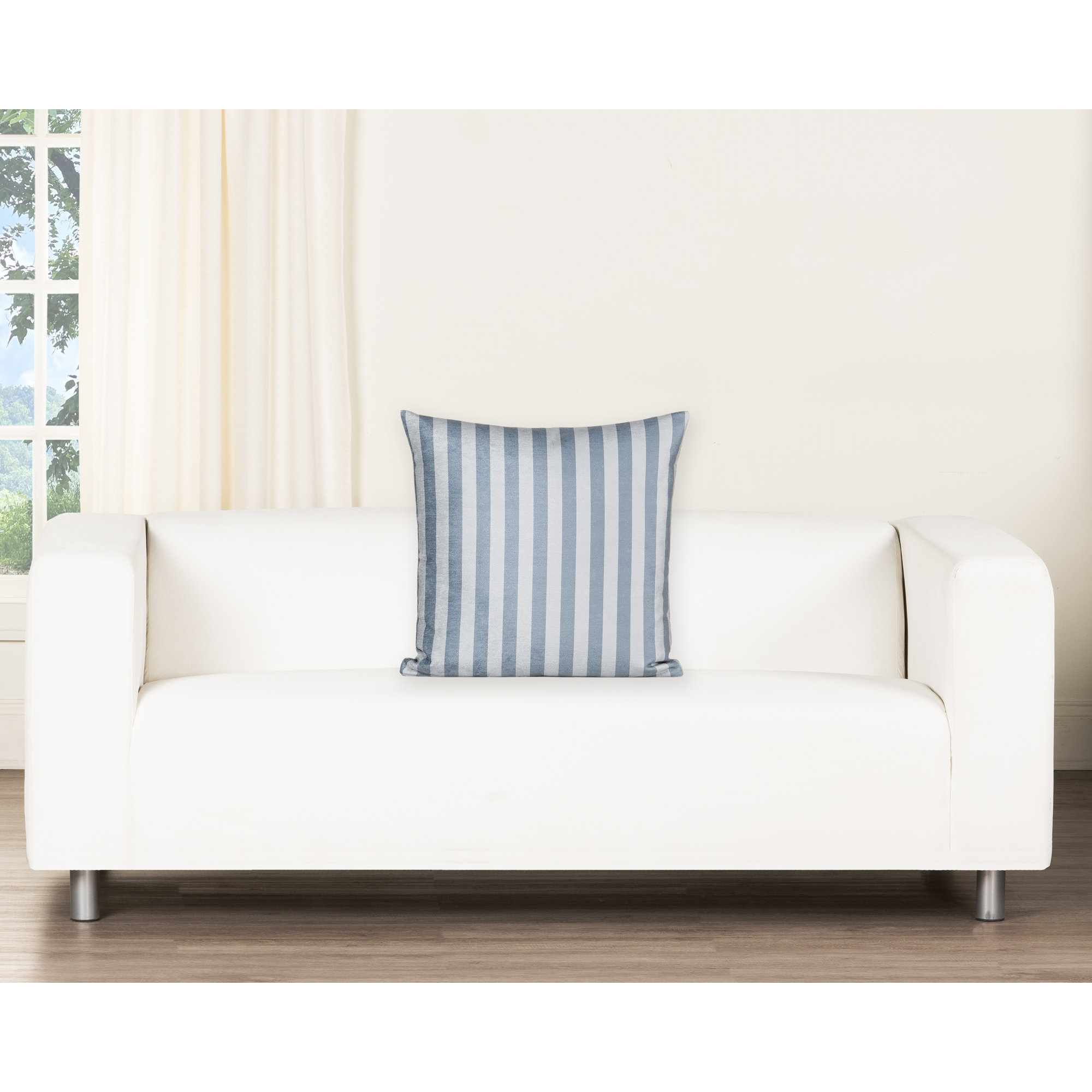 Birch Lane Metro Stripe Throw Pillow Throw, Polyester, Blue Striped, Square 20"