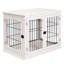 Small Dog Crate End Table, Lockable With Two Opening Sides, Cute Decorative, White For Puppy Kennel Indoor Ways Entrance, Decorative Pure