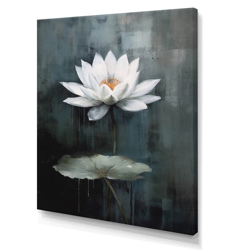 Symphonie de lotus gris gris sur toile, H 44 po x l 34 po x P 1,5 po, Toile tendue