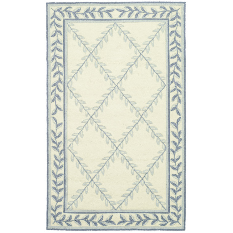 Taran Hand-Hooked Ivory/Light Blue Area Rug