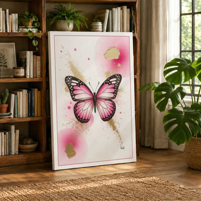 Butterfly in Bloom Botanical - Wrapped Canvas