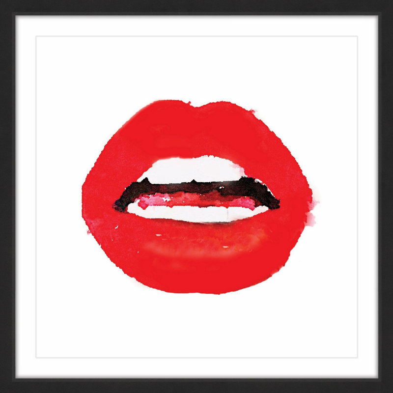 « lèvres colors red » par amanda greenwood, reproduction d’art encadrée, H 12 po x l 12 po x P 1,5 po