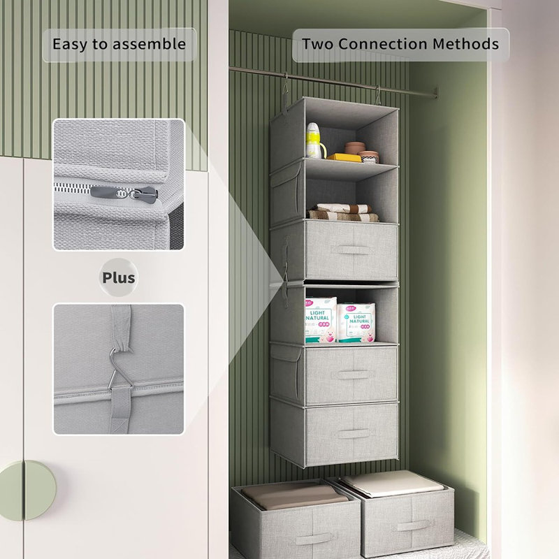Organisateur de garde-robe à 6 tablettes, 2 tablettes à 3 tablettes