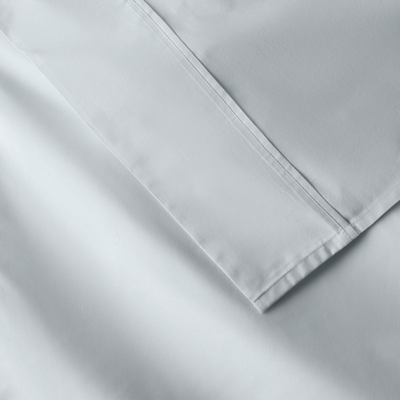 Emrik Brushed Organic Cotton Percale Sheet Set, Twin, Pale Blue