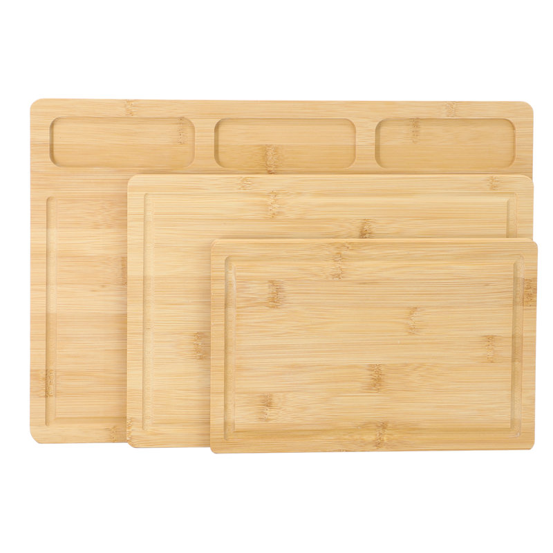 MegaChef 3 Piece Bamboo Cutting, Prep and Serving Boards