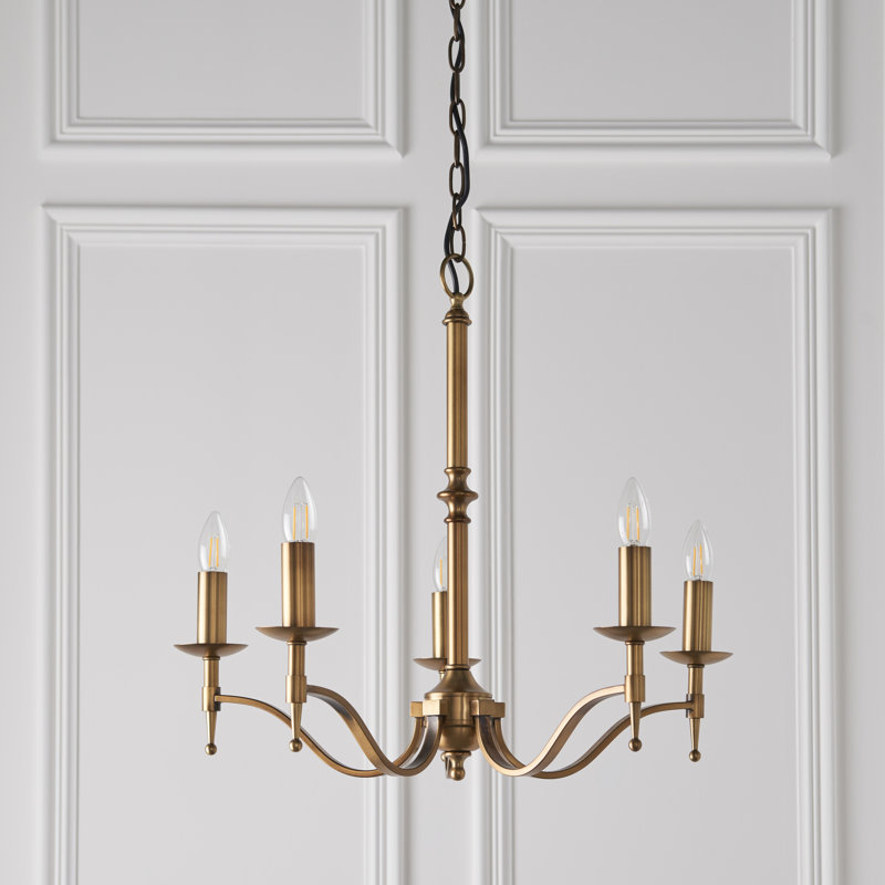 Emperador 5 - Light Candle Style Chandelier, Brass