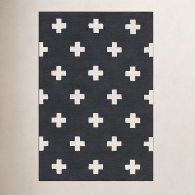 Cavan Black Hand-Tufted Geometric Wool Rug
