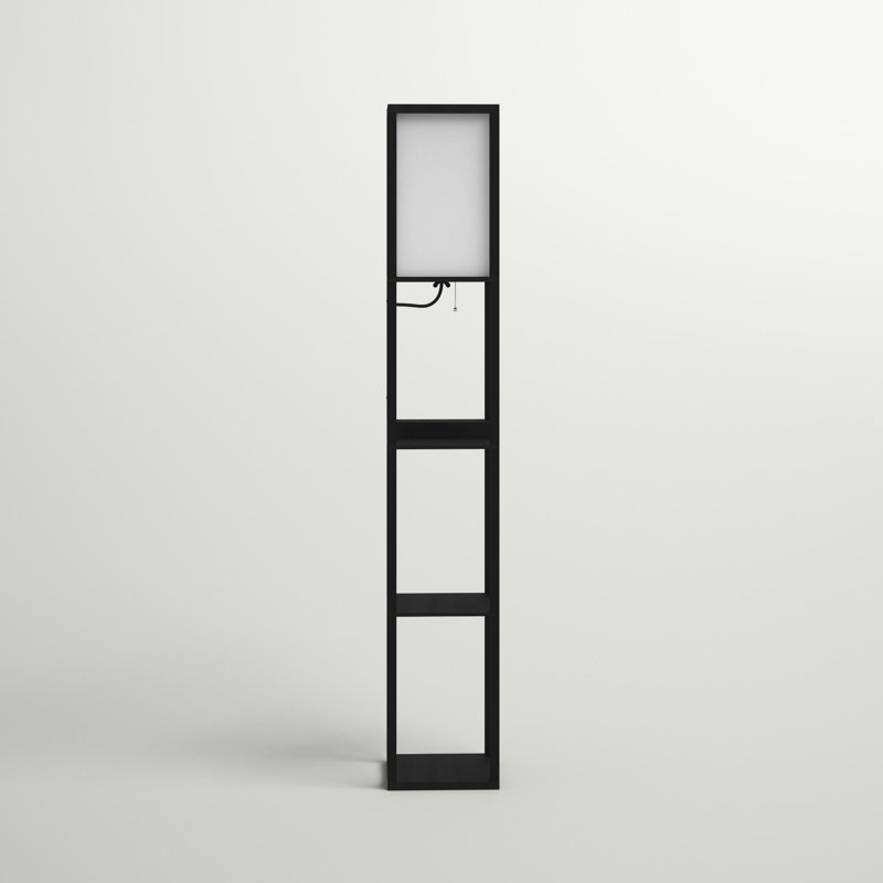 Maxwell Smart Shelf Floor Lamp with Wireless Charger, Black, 63"