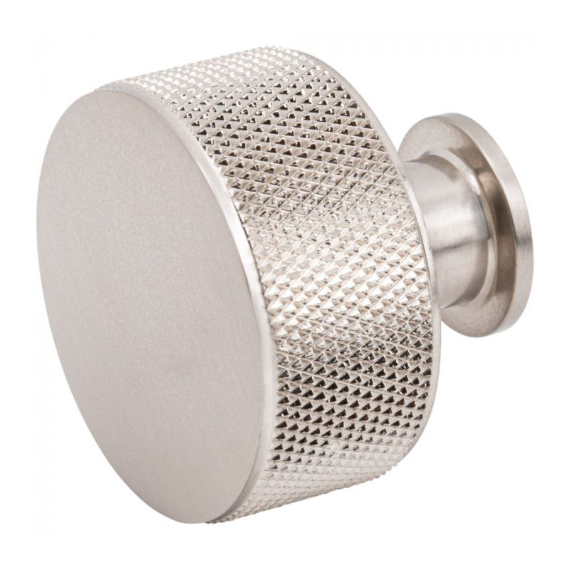 Beliza Cylindrical Knurled Knob, Brushed Satin Nickel, 15/16"