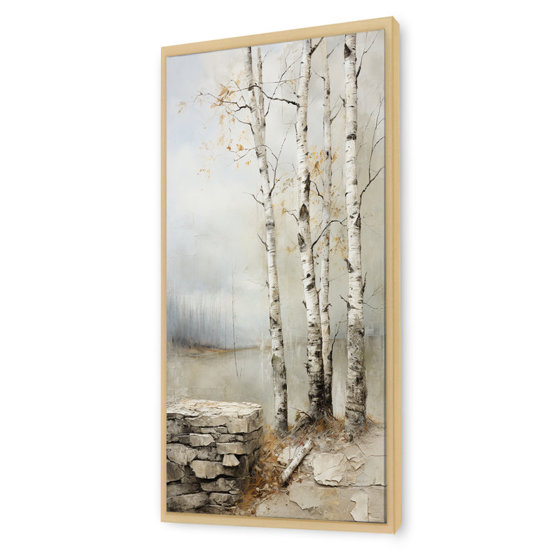 Rustic Birch Tree Charm - Tree Birch Wall Art, Brown Floater Framed, 60" H x 28" W x 1.5" D