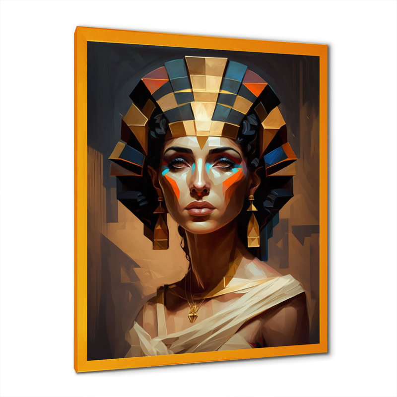 Portrait de la déesse égyptienne II - reproduction sur toile, H 20 po x l 12 po x P 1 po, Impression dorée sur toile encadrée