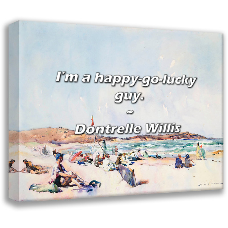 Citation artistique «I'm a Happy-Go-Lucky Guy». Toile tendue par Dontrelle Willis, H 18 po x l 13 po