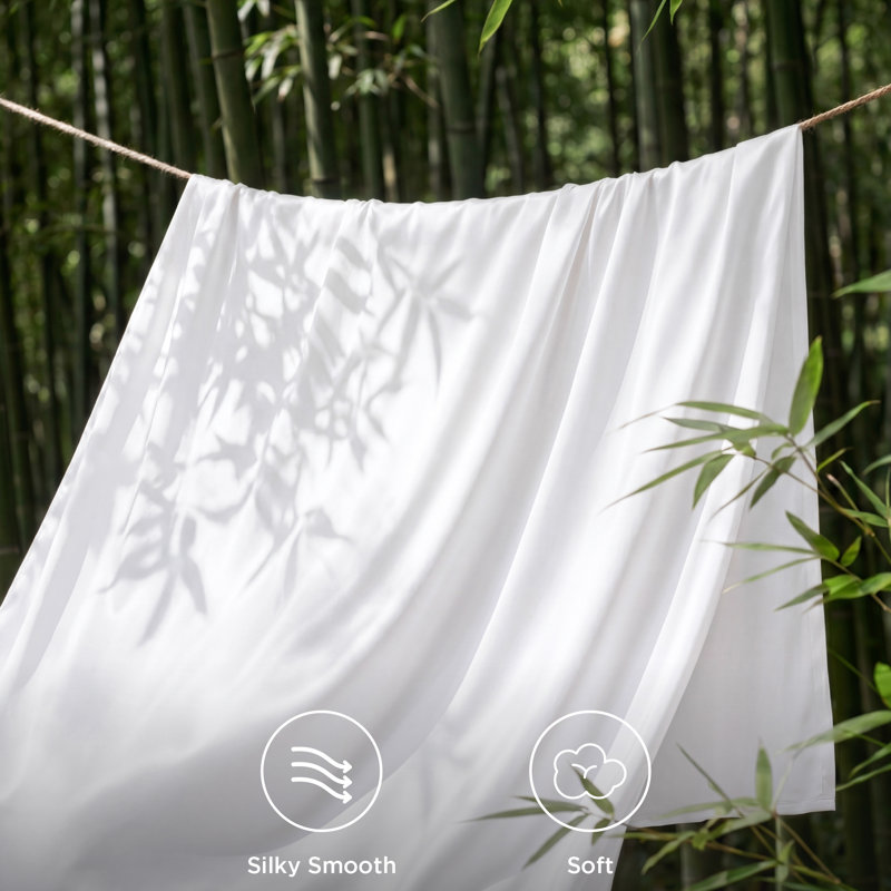 Essential Collection Cooling Rayon Derived from Bamboo Sheet Set, Full Sheet Set with 2 Pillowcases, White