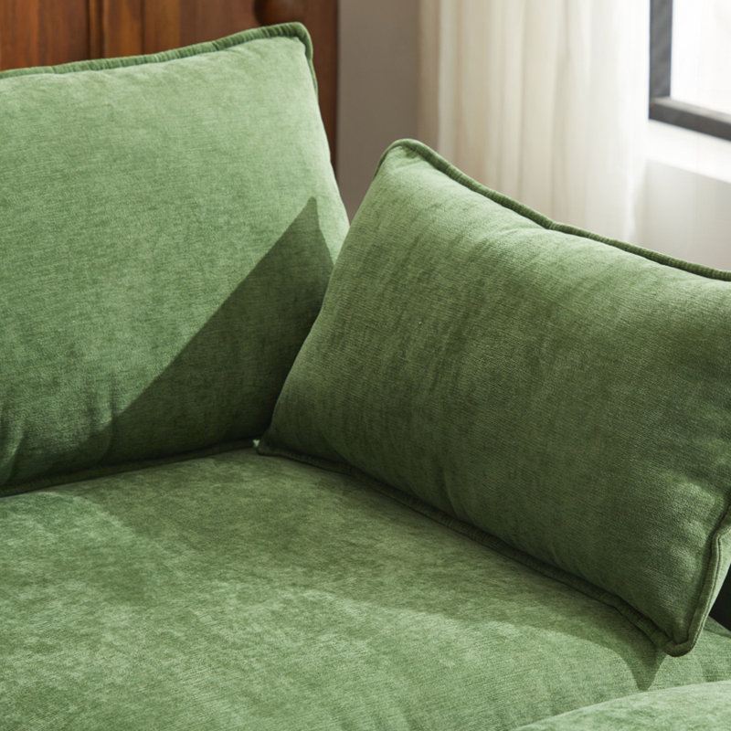 Canapé moderne en L à 3 places avec repose-pieds amovible pour espaces de vie polyvalents, Vert