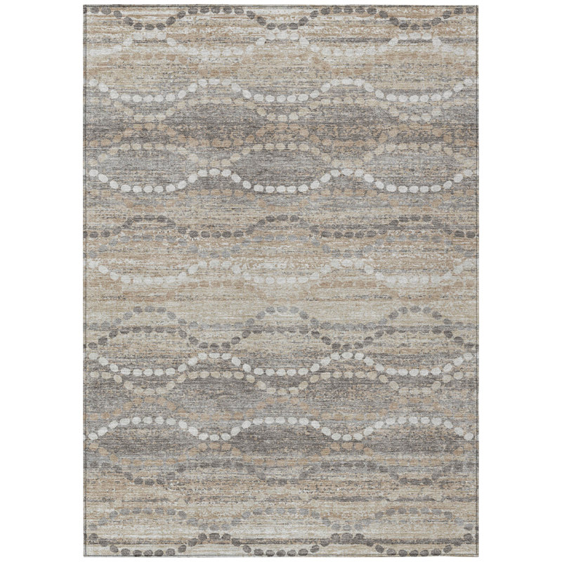 Machine Washable Indoor/Outdoor Xhevrie Beige Rug, Rectangle 9' x 12'