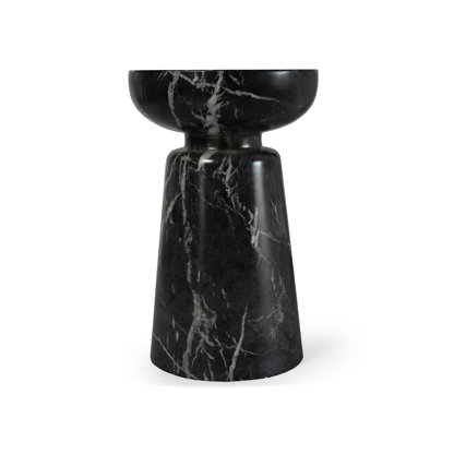 Grover Outdoor Faux Stone Chalice Side Table - Brown