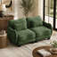 Canapé-lit en chenille vert avec coussin de taille et accoudoirs courbés