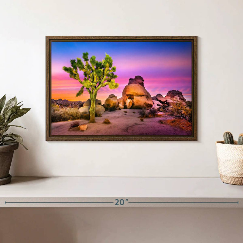 Joshua Tree National Park IV, 13 po x 9 po, Cadre flottant noyer