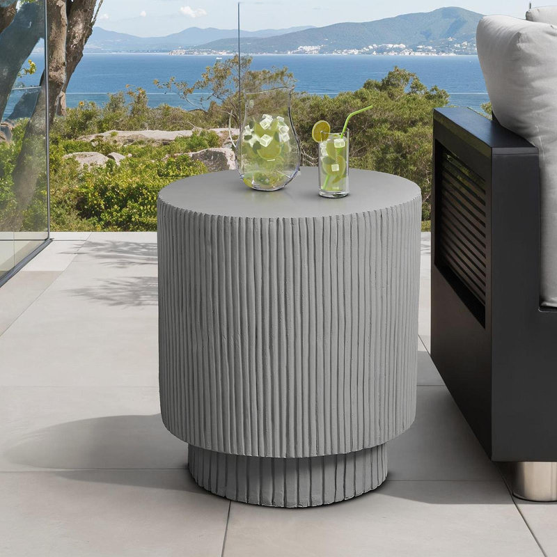 Accent Table, 25"H, Indoor Or Outdoor, Bedroom, End, Living Room, Nightstand, Round, Side Table, Grey, Contemporary, Modern