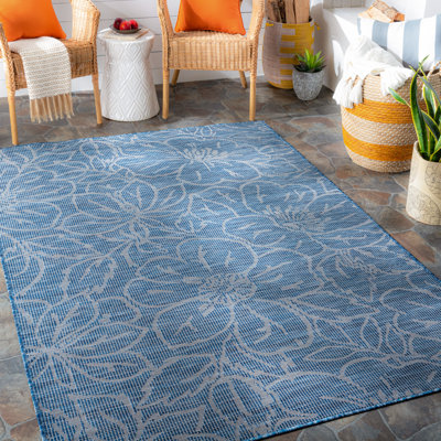 Tapis bleu à motif floral Brimberry
