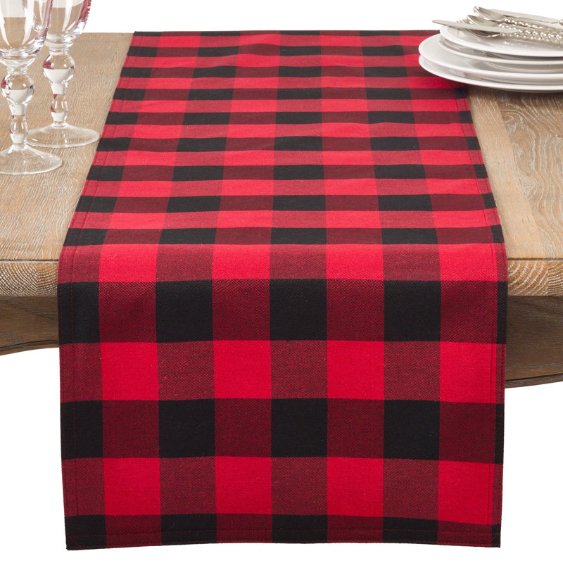 Salerno Buffalo Plaid Tablecloth, 70" W x 140" L, Red/Black