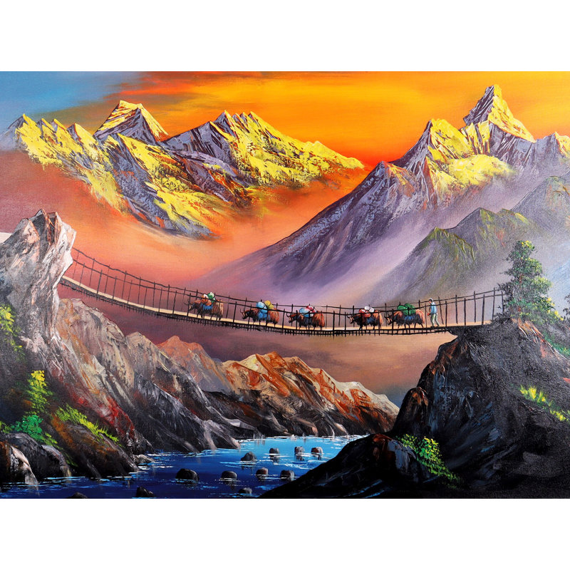 Le pont sur l'Everest | Peinture à l'huile sur toile