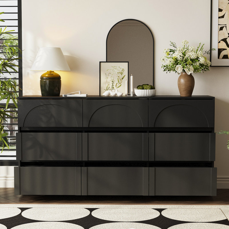 Commode 9 tiroirs, Noir