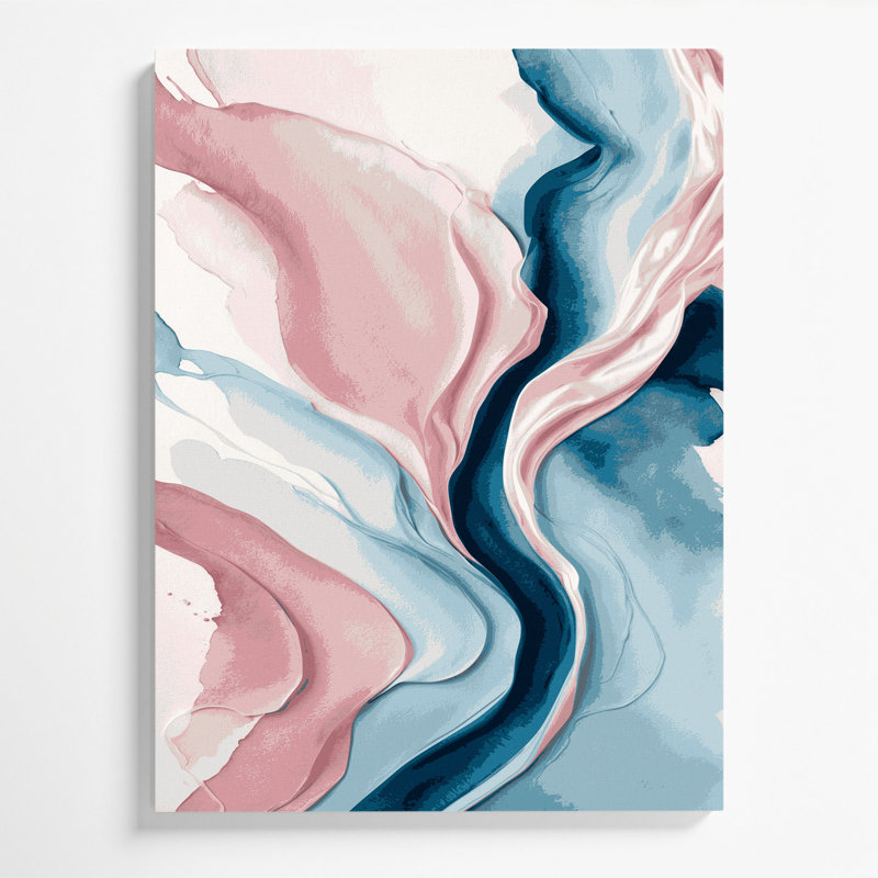 Aquarelle abstraite 66, art mural sur toile rose, H 24 po x l 20 po