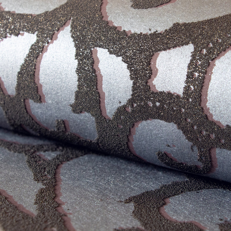 Universe Pluto Glass Stone Motif Wallpaper Rol, Gray/Dark Gray