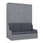 Grand lit escamotable mural avec coussin, structure de lit pliable en bois transformable en canapé-525096379