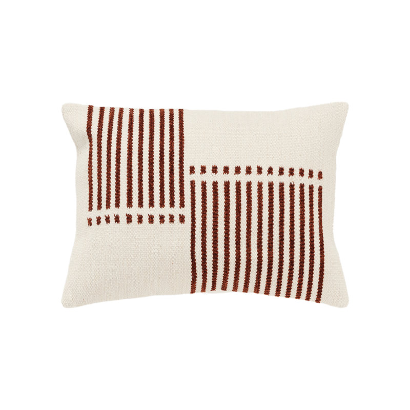 Housse de coussin rectangulaire en lin / chenille Carlus, Naturel / Terracotta