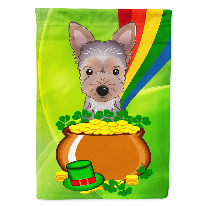 Drapeau de jardin Arella St. Patrick's, Yorkie (gris et beige)