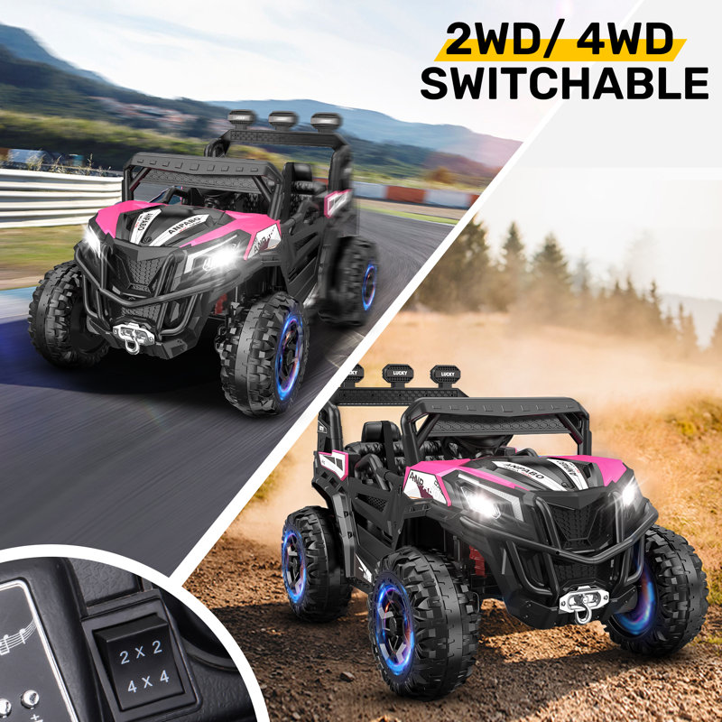 ARBELI 24 Volt 1 Seater All-Terrain Vehicles Battery Powered Ride On Toy with Remote Control, Pink