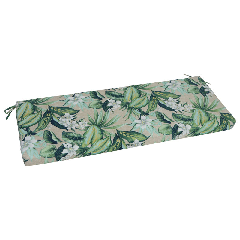 Outdoor Bench Cushion, Tan/Green/Blue/Tahiti Breeze Floral