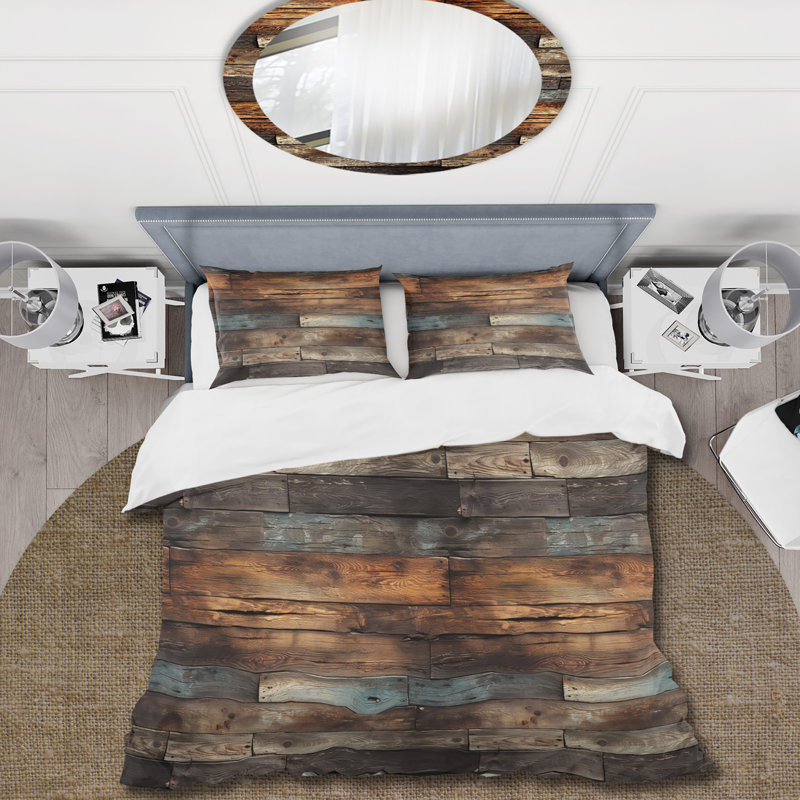 Rustic County Planked Wood I Duvet Cover, Twin Duvet Cover + 1 Standard Sham