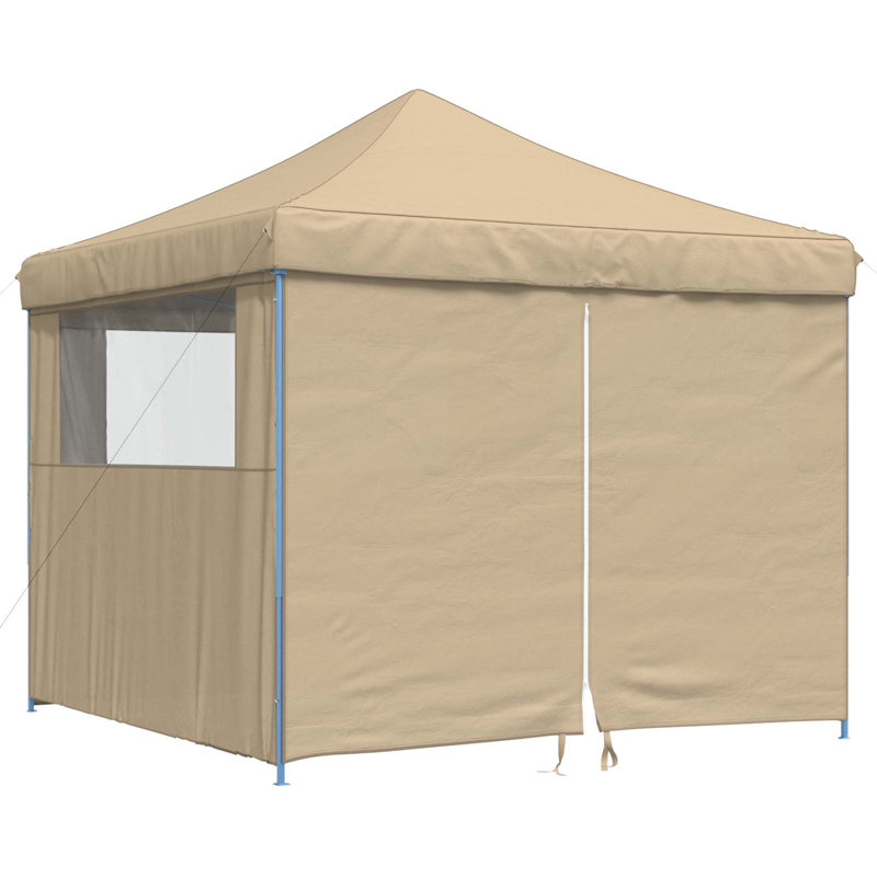 Vidaxl Foldable Tent Canopy Patio Pavilion Gazebo Pop Up Tent Marquee Canopy, 315cm H x 292cm W x 292cm D, Blue, Beige