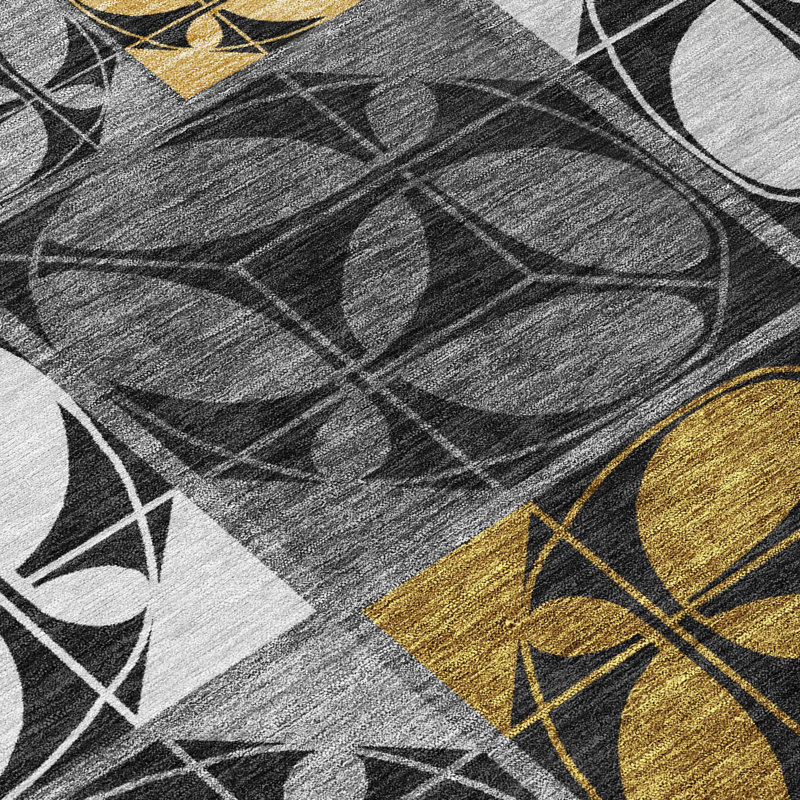 Machine Washable Indoor/Outdoor Chantille ACN2626 Geometric Rug, 5' x 7'6", Black