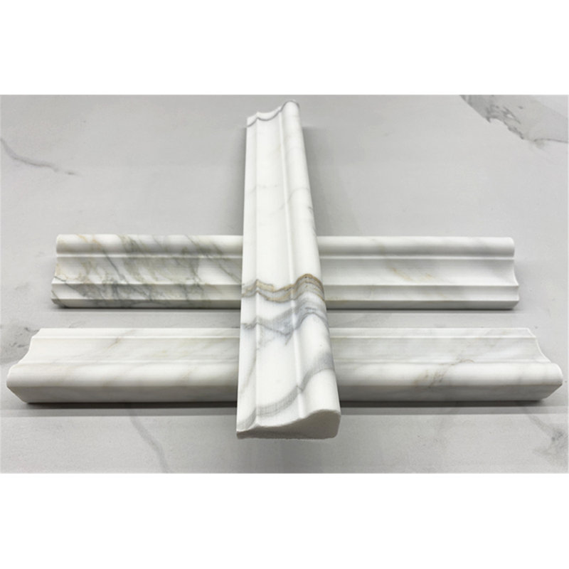 Calacatta 12" x 2" Marble Mosaic Tile, LIght Gray