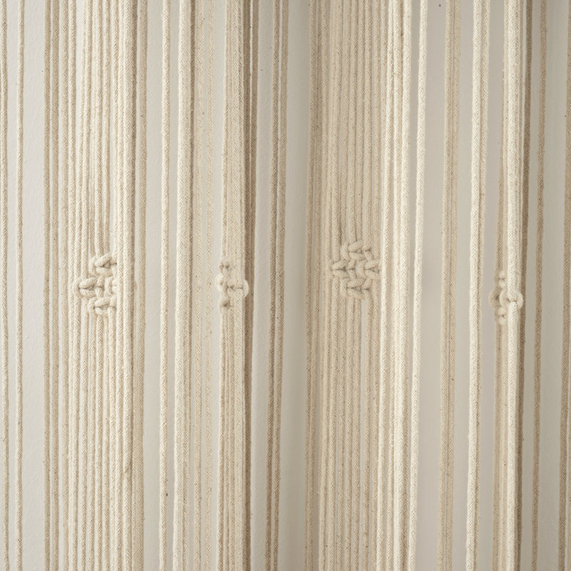 Neutral Cotton Macrame Tassel Light-Filtering Curtain Panel