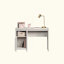 Bureau compact avec grande surface de travail et rangement dissimulé, parfait pour les petits espaces et les décors modernes.