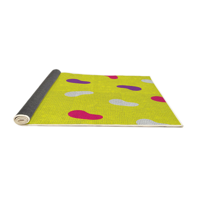 Tapis jaune tissé à la machine, Rond 3 pi
