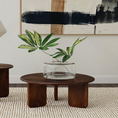 Table basse ronde brune