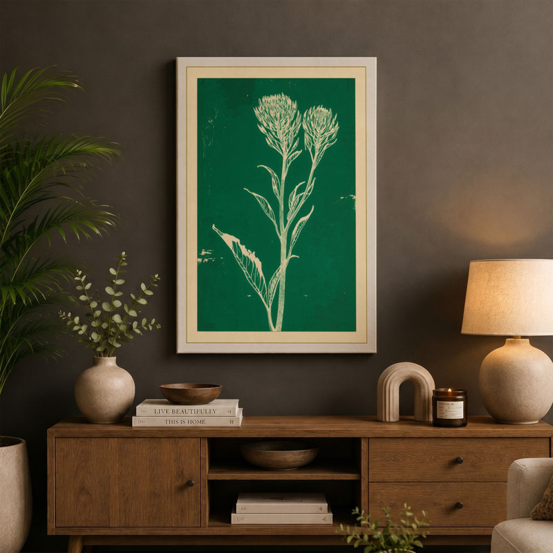 Cream Carnation Study Botanical - Wrapped Canvas, 18x12 - 45.7 x 30.5 cm, Taupe Border