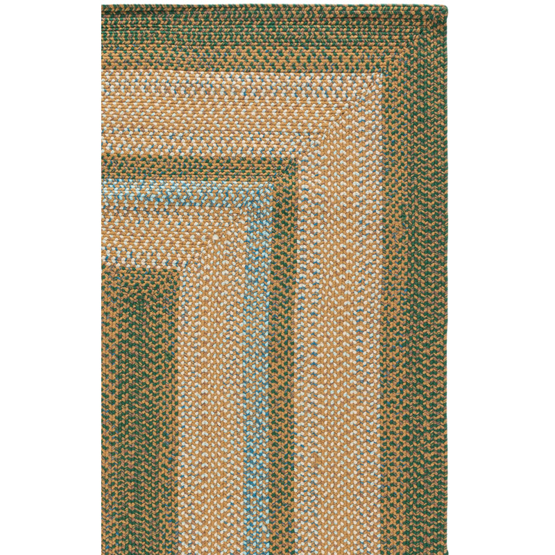 Braided Hand Woven Machine Washable Geometric Brown / Dark Green Indoor/Outdoor Area Rug, 3'-0" X 5'-0" Rectangle