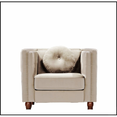 Chaise d'appoint classique Chesterfield, chaise d'appoint à accoudoirs carrés capitonnés avec pieds fuselés en bois, chaise longue rembourrée en velours écrasé