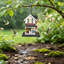 Mangeoire d'oiseaux en bois Nature's Elegance - Sanctuaire décoratif suspendu pour la faune