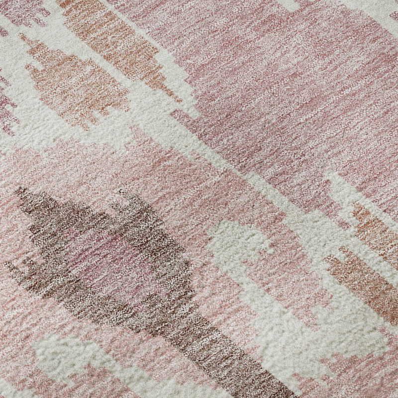 Tapis rosé de qualité supérieure lavable à la machine Prisco, Rectangle 2 pi 6 po x 3 pi 10 po