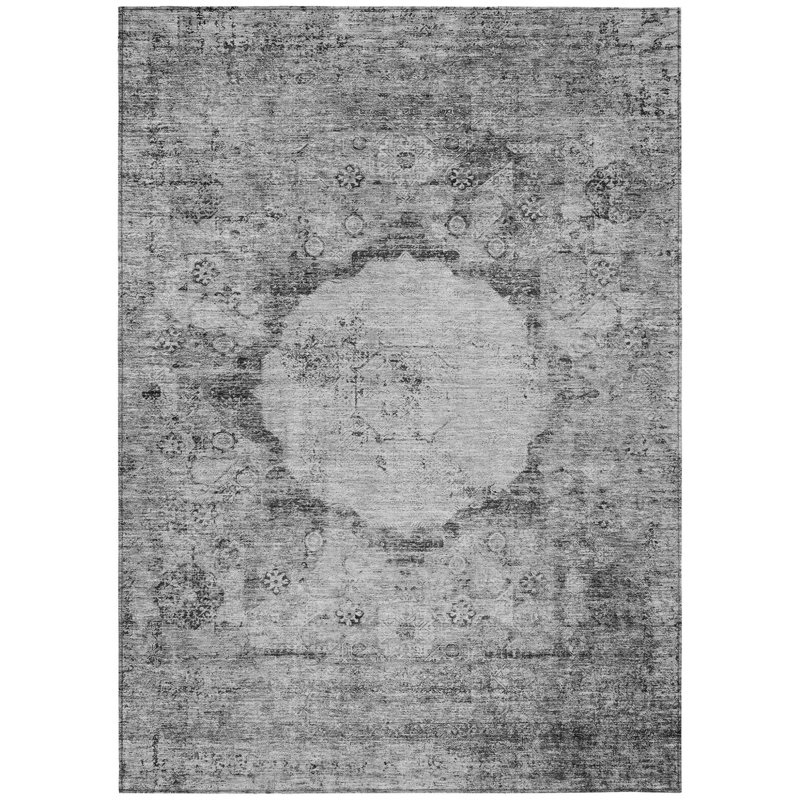 Tapis d'intérieur lavable gris anthracite et argent 3 pi x 5 pi
