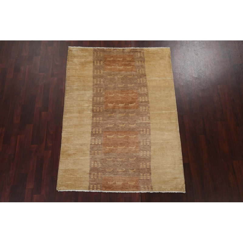 Tapis oriental unique Gabbeh Kashkoli noué à la main 4 pi 8 po x 6 pi 5 po